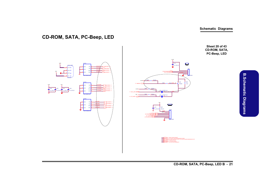 Cd-rom, sata, pc-beep, led, Sheet 20 of 43 cd-rom, sata, pc-beep, led, B.sch em atic d iag rams | Sata hdd | Intel LV19C Series User Manual | Page 74 / 97