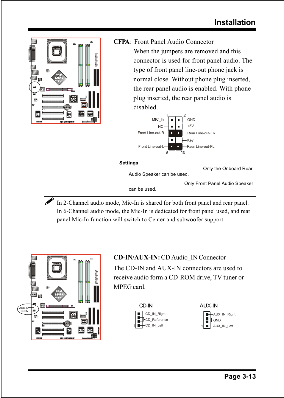 Installation, Page 3-13 | Intel FSB800 (PC3200) User Manual | Page 31 / 96