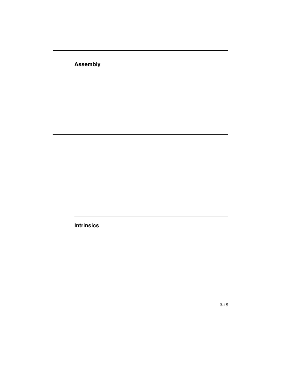 Assembly, Intrinsics, Assembly -15 intrinsics -15 | Example 3-9 | Intel ARCHITECTURE IA-32 User Manual | Page 195 / 568