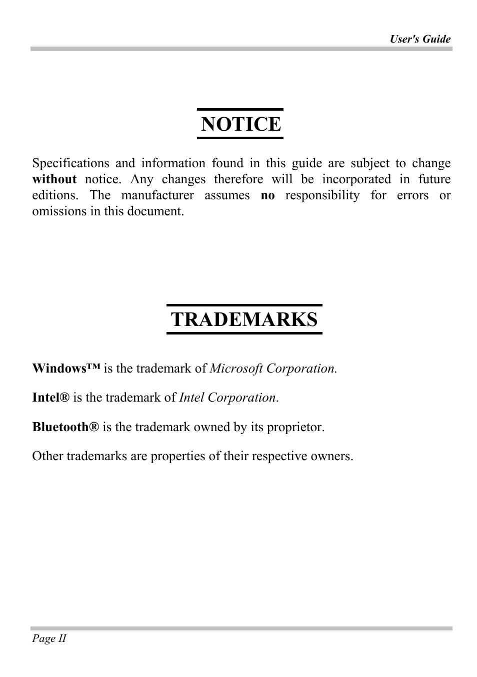 Notice, Trademarks | Intel W653UI1 User Manual | Page 2 / 50