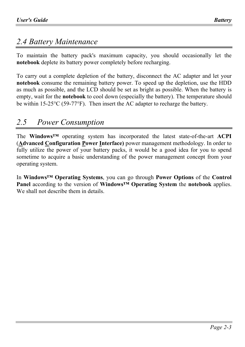 4 battery maintenance, 5 power consumption, Attery | Aintenance, Ower, Onsumption | Intel W653UI1 User Manual | Page 27 / 50