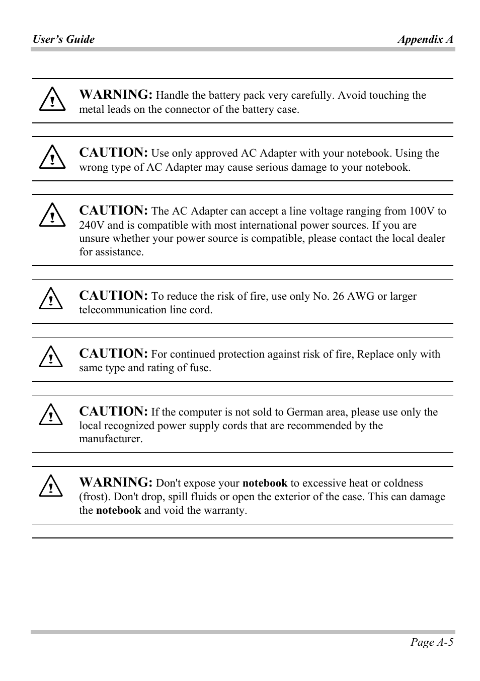 Warning, Caution | Intel W653UI1 User Manual | Page 41 / 50