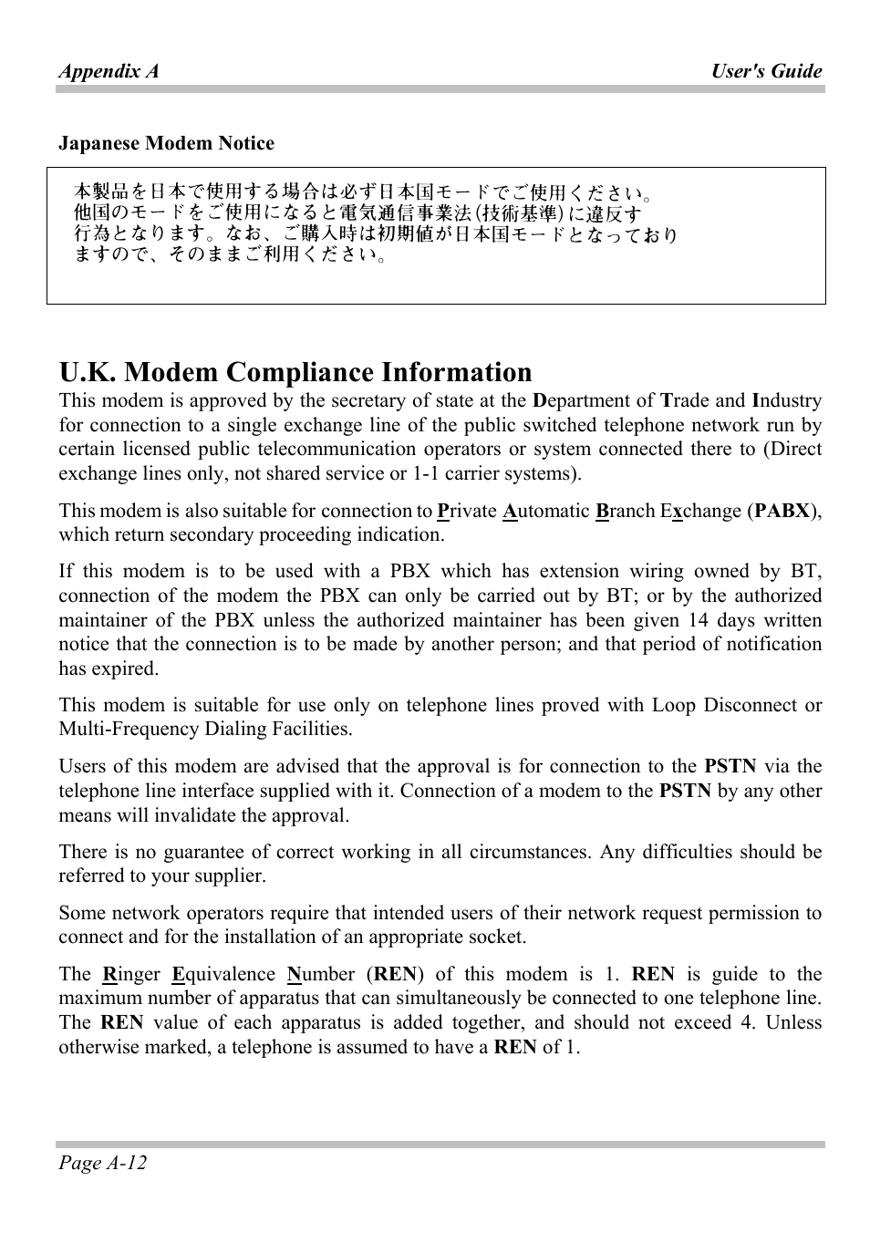 U.k. modem compliance information | Intel W653UI1 User Manual | Page 48 / 50
