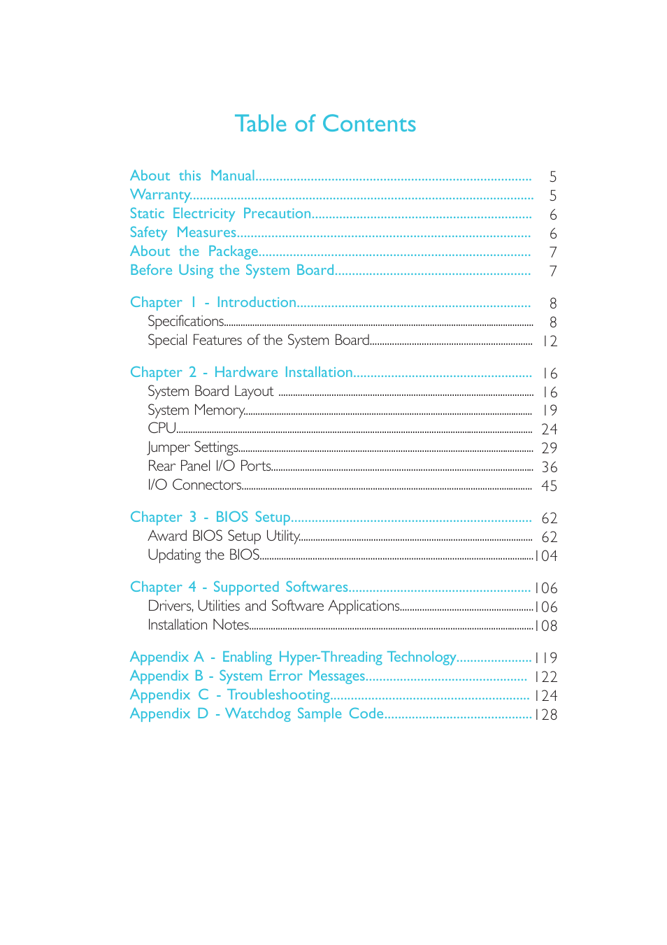 Intel System Board G4H875-B User Manual | Page 4 / 129