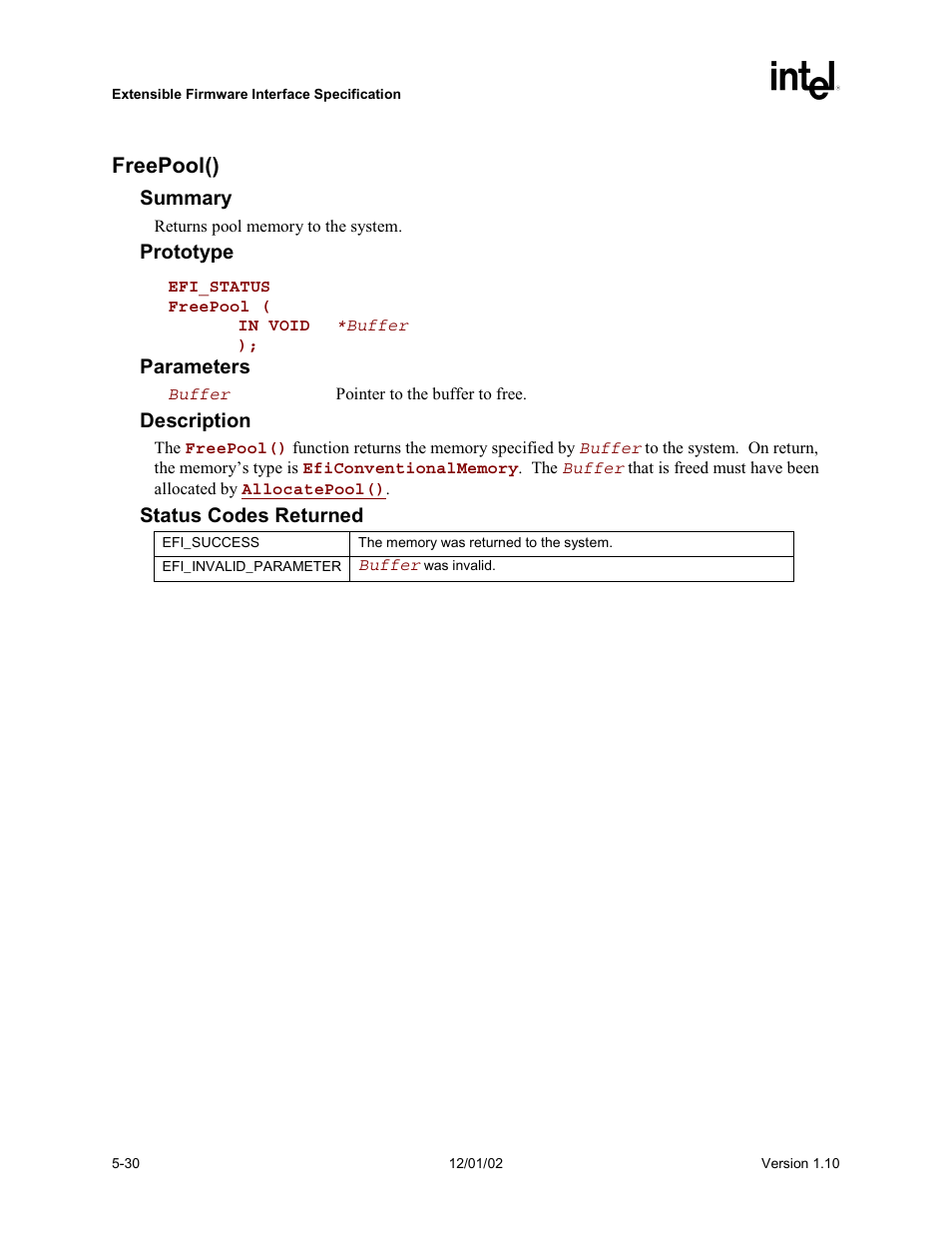 Freepool() | Intel Extensible Firmware Interface User Manual | Page 128 / 1084
