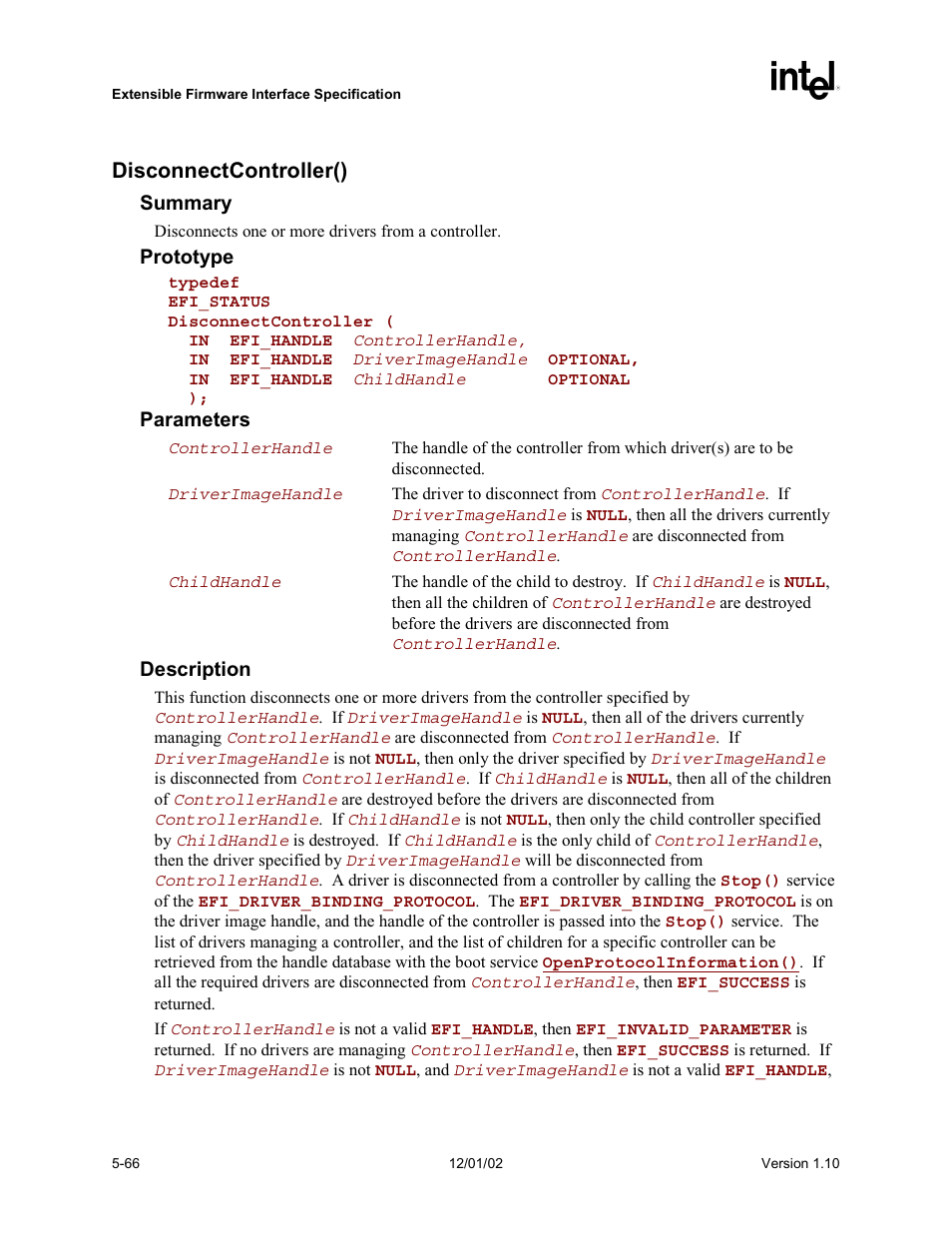 Disconnectcontroller() | Intel Extensible Firmware Interface User Manual | Page 164 / 1084
