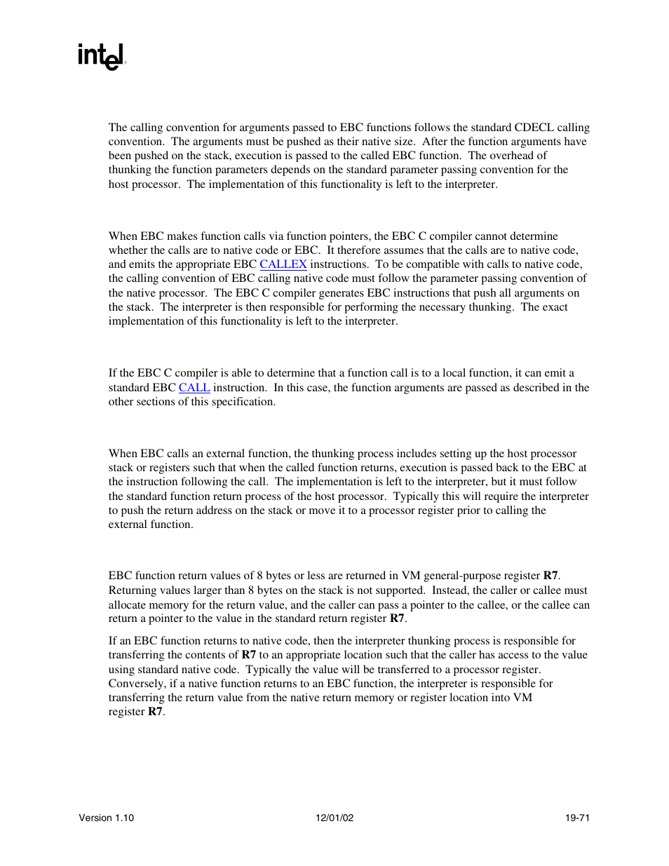 5 native to ebc arguments calling convention, 6 ebc to native arguments calling convention, 7 ebc to ebc arguments calling convention | 8 function returns, 9 function return values | Intel Extensible Firmware Interface User Manual | Page 845 / 1084