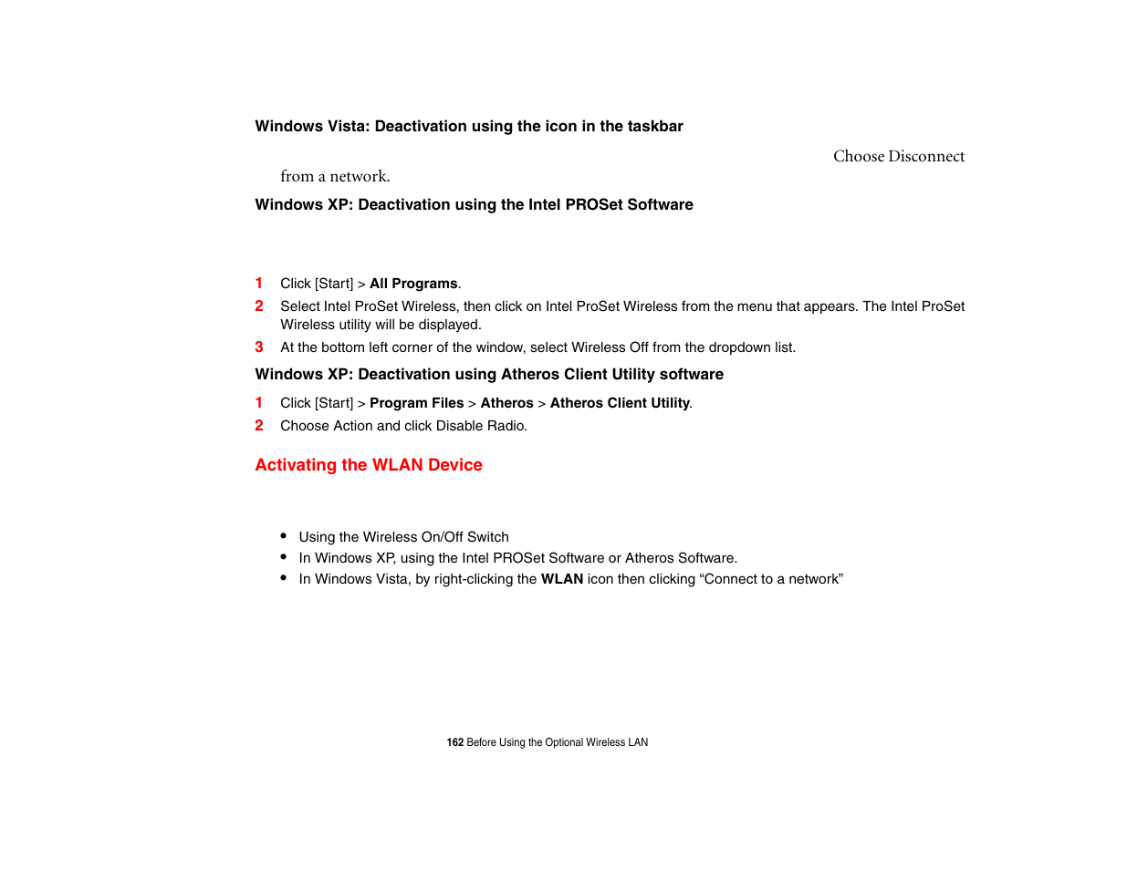 Activating the wlan device | Intel Fujitsu P8010 User Manual | Page 163 / 195