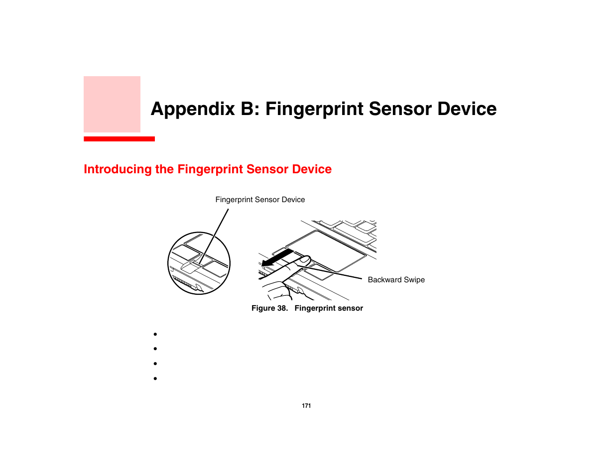 Appendix b: fingerprint sensor device, Introducing the fingerprint sensor device | Intel Fujitsu P8010 User Manual | Page 172 / 195