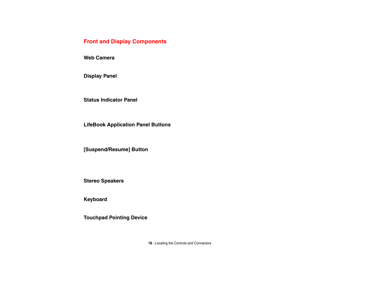Front and display components | Intel Fujitsu P8010 User Manual | Page 19 / 195