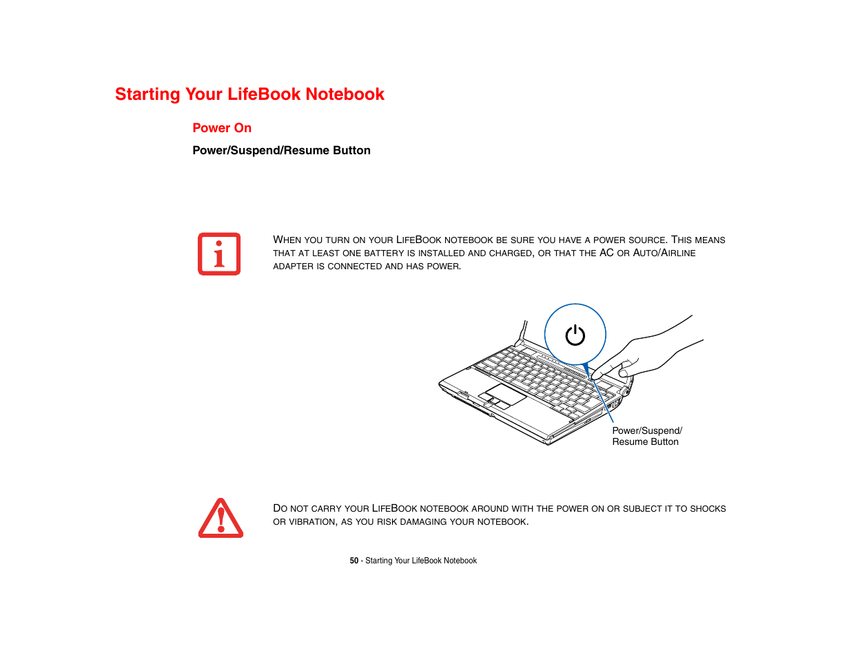 Starting your lifebook notebook, Power on | Intel Fujitsu P8010 User Manual | Page 51 / 195