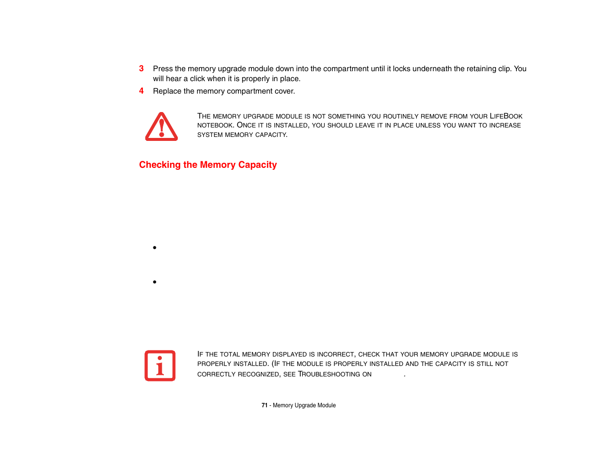 Checking the memory capacity, Page 92 | Intel Fujitsu P8010 User Manual | Page 72 / 195