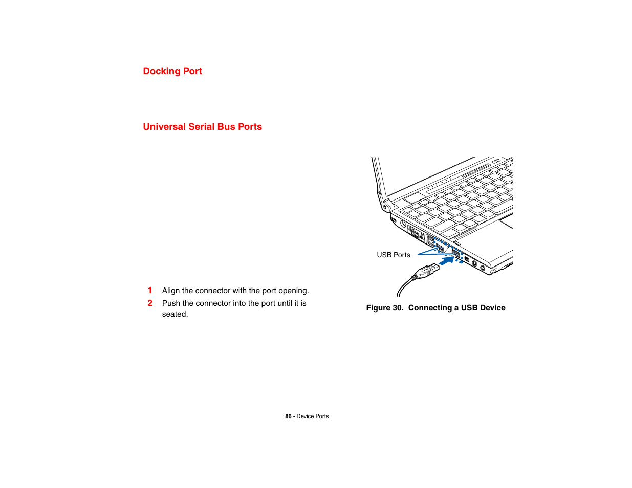 Docking port, Universal serial bus ports, Docking port universal serial bus ports | Intel Fujitsu P8010 User Manual | Page 87 / 195