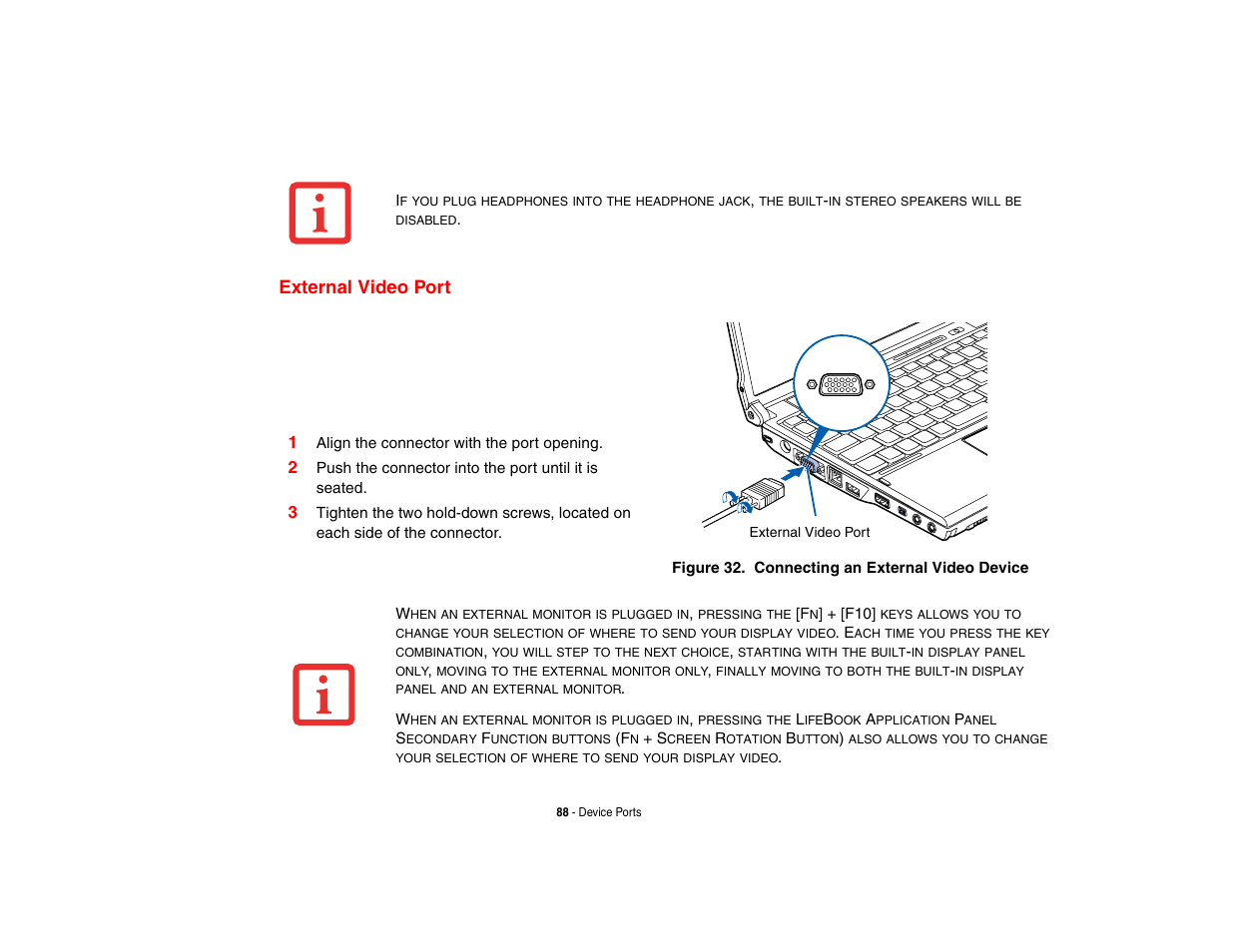 External video port | Intel Fujitsu P8010 User Manual | Page 89 / 195