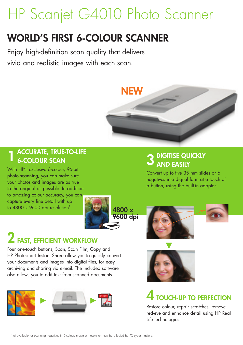 Hp scanjet g4010 photo scanner, World’s first 6-colour scanner | Intel Scanjet 2400 User Manual | Page 6 / 12
