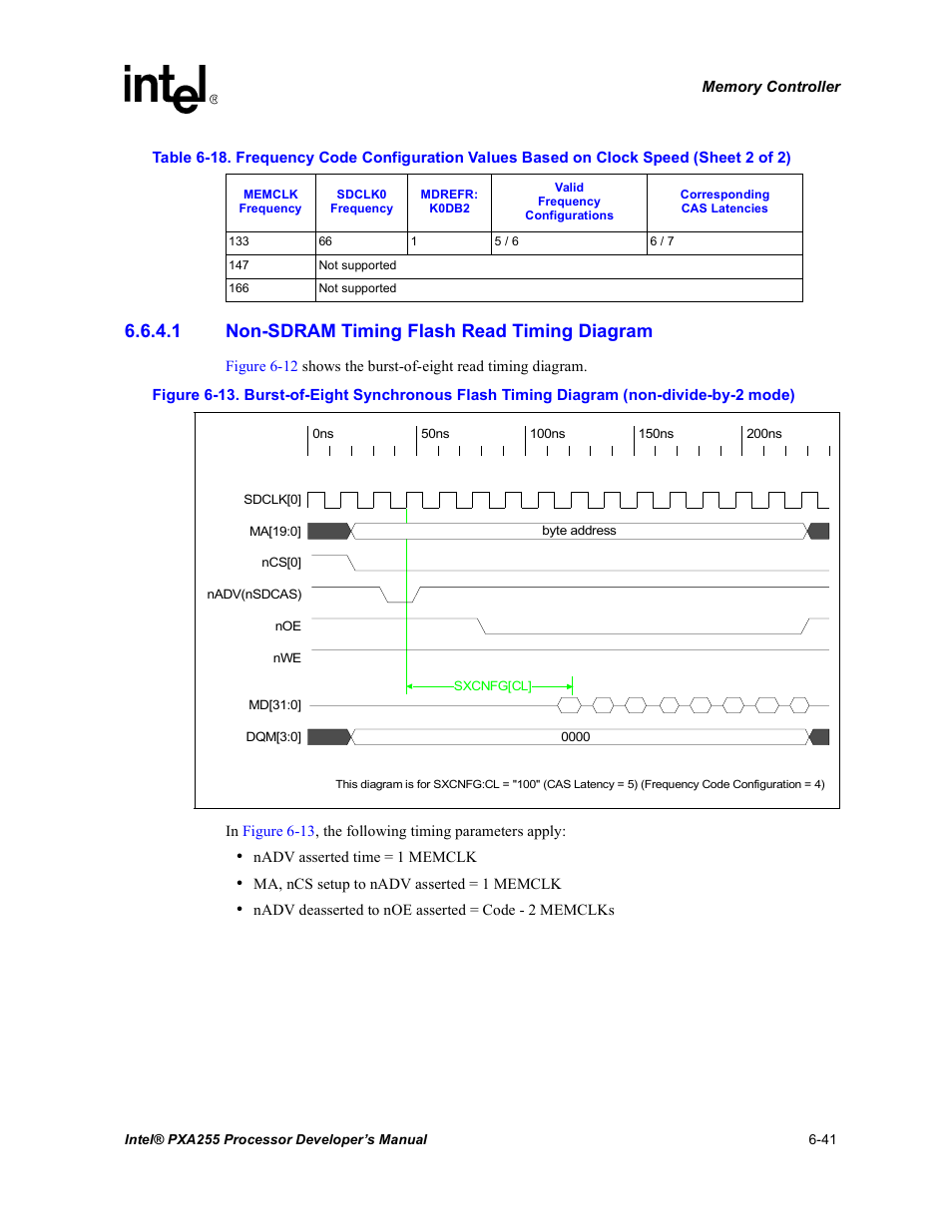 1 non-sdram timing flash read timing diagram | Intel PXA255 User Manual | Page 223 / 600