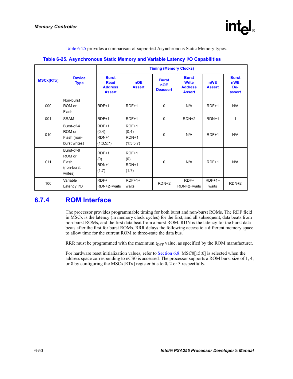 4 rom interface, Rom interface -50 | Intel PXA255 User Manual | Page 232 / 600