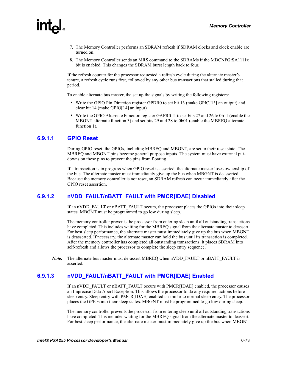 1 gpio reset, 2 nvdd_fault/nbatt_fault with pmcr[idae] disabled, 3 nvdd_fault/nbatt_fault with pmcr[idae] enabled | Intel PXA255 User Manual | Page 255 / 600