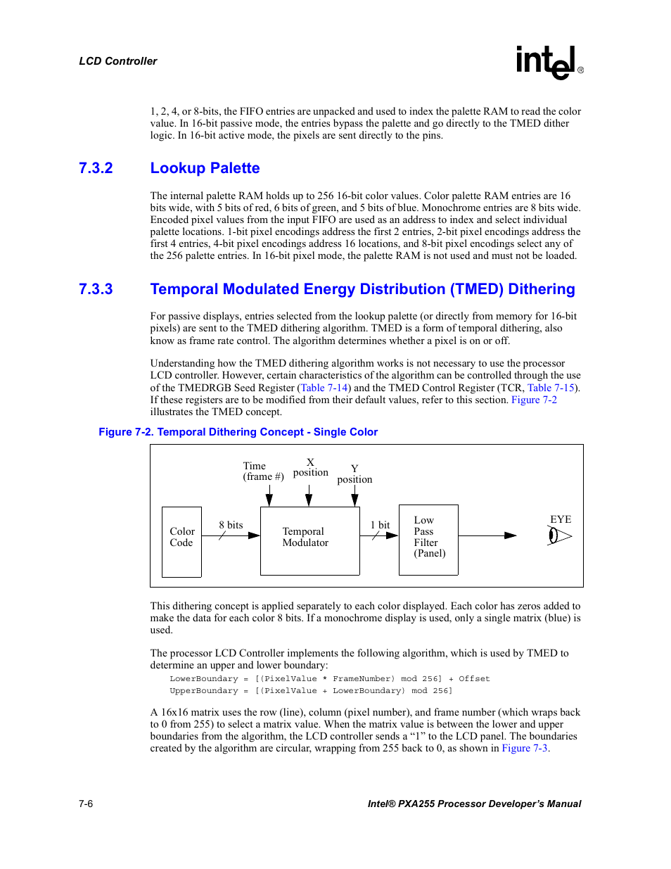 2 lookup palette, Lookup palette -6, Temporal dithering concept - single color -6 | Intel PXA255 User Manual | Page 270 / 600