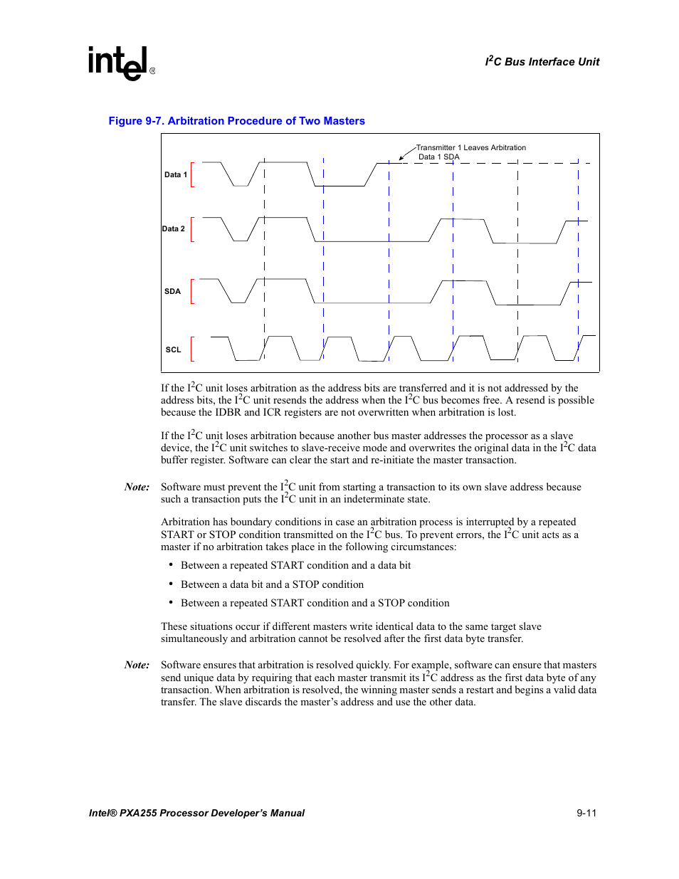 Arbitration procedure of two masters -11, Figure 9-7 | Intel PXA255 User Manual | Page 341 / 600