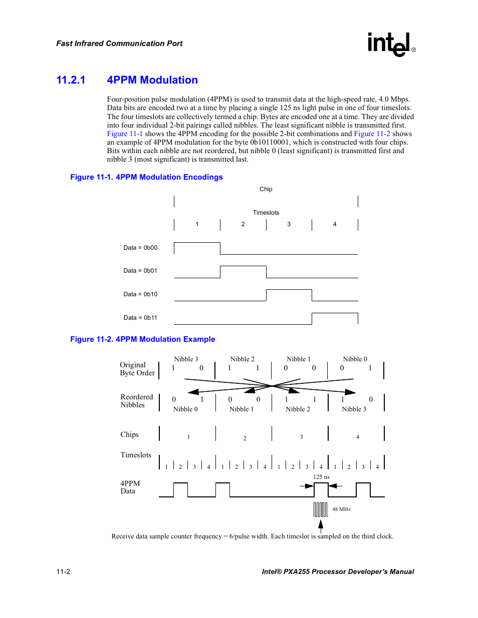 1 4ppm modulation, 1 4ppm modulation -2, 4ppm modulation encodings -2 | 4ppm modulation example -2 | Intel PXA255 User Manual | Page 388 / 600