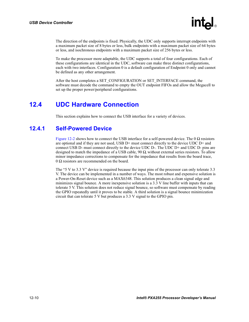 4 udc hardware connection, 1 self-powered device, 4 udc hardware connection -10 | 1 self-powered device -10 | Intel PXA255 User Manual | Page 412 / 600