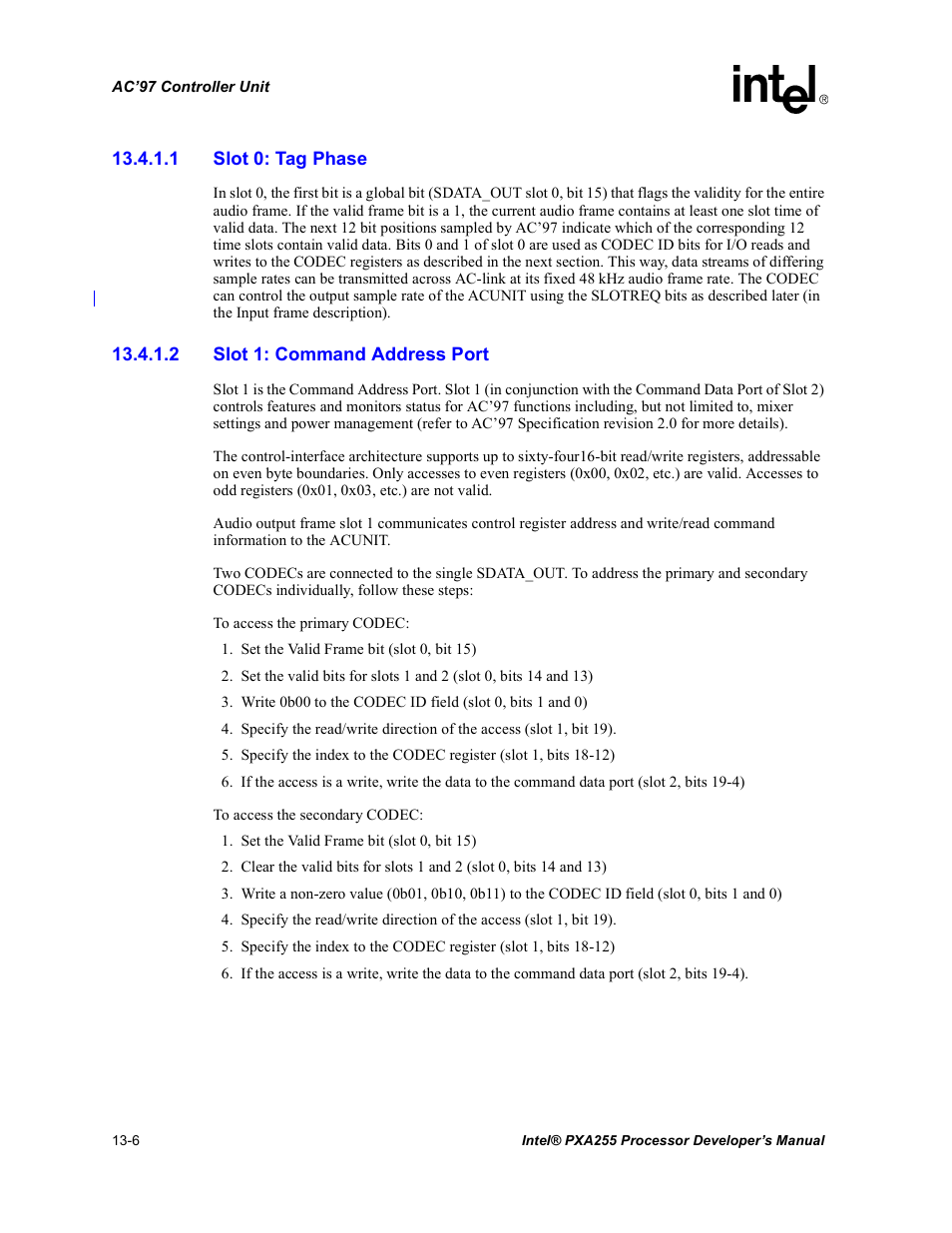 1 slot 0: tag phase, 2 slot 1: command address port | Intel PXA255 User Manual | Page 458 / 600