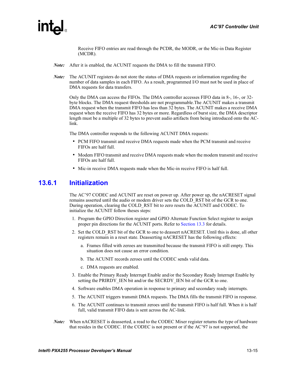 1 initialization, 1 initialization -15 | Intel PXA255 User Manual | Page 467 / 600