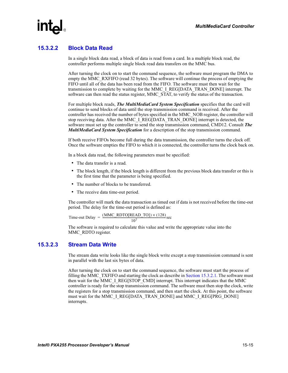 2 block data read, 3 stream data write | Intel PXA255 User Manual | Page 519 / 600