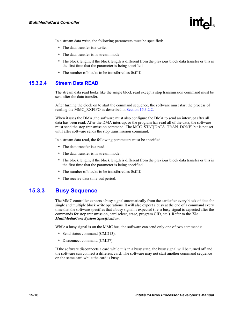 4 stream data read, 3 busy sequence, 3 busy sequence -16 | Intel PXA255 User Manual | Page 520 / 600