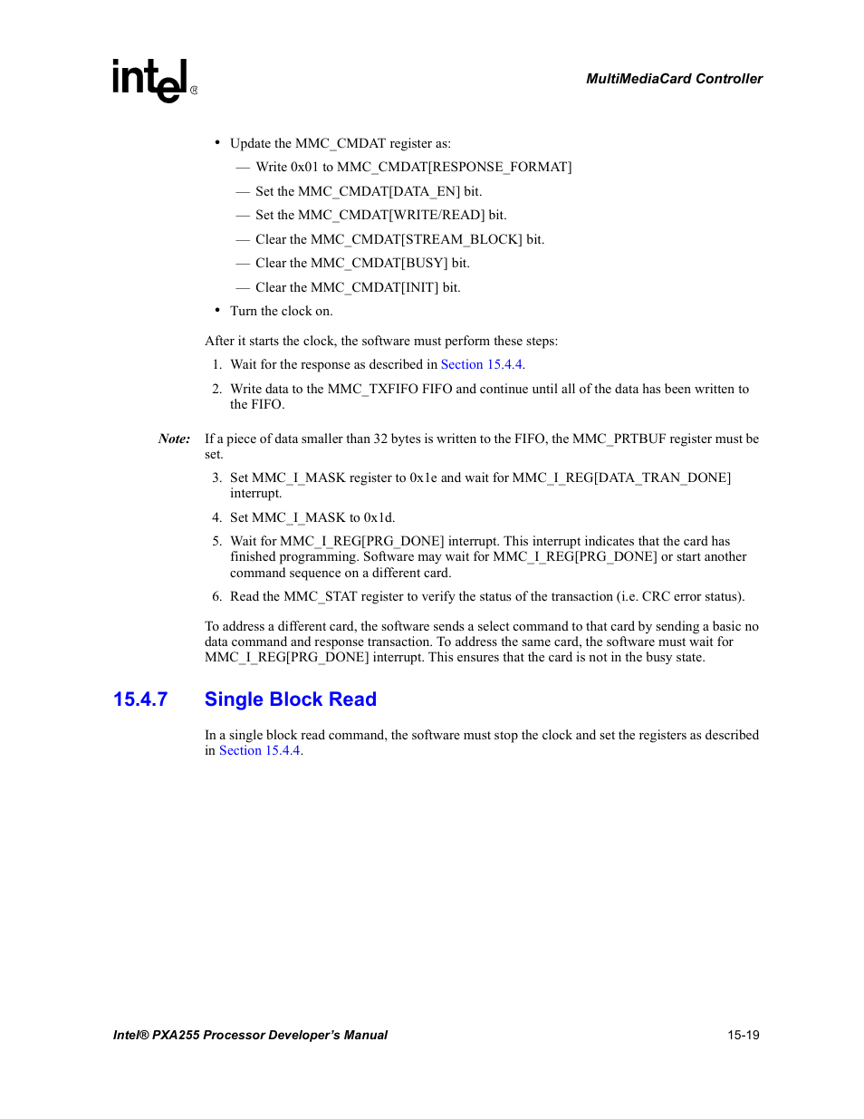 7 single block read, 7 single block read -19 | Intel PXA255 User Manual | Page 523 / 600