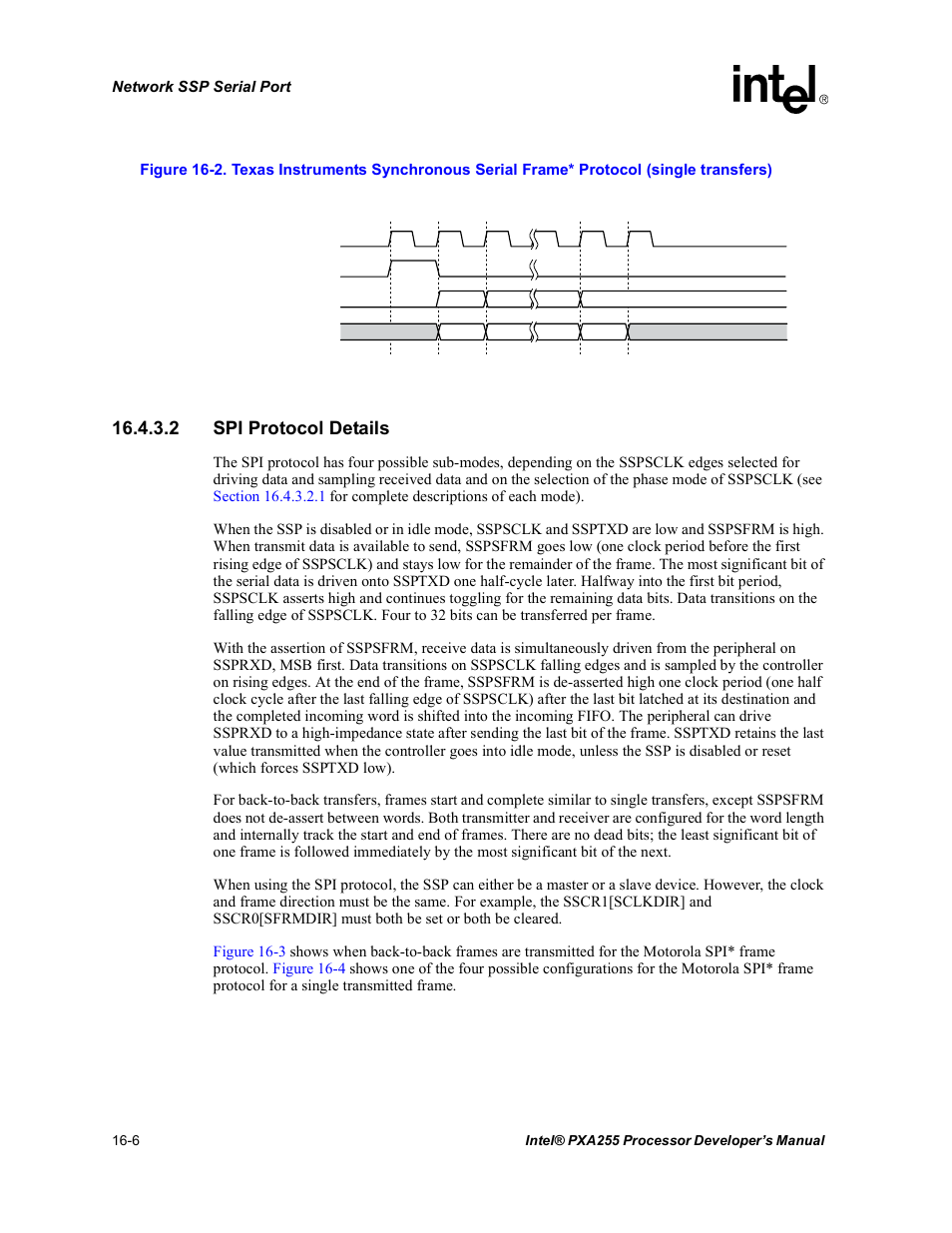 2 spi protocol details, Figure 16-2 | Intel PXA255 User Manual | Page 548 / 600