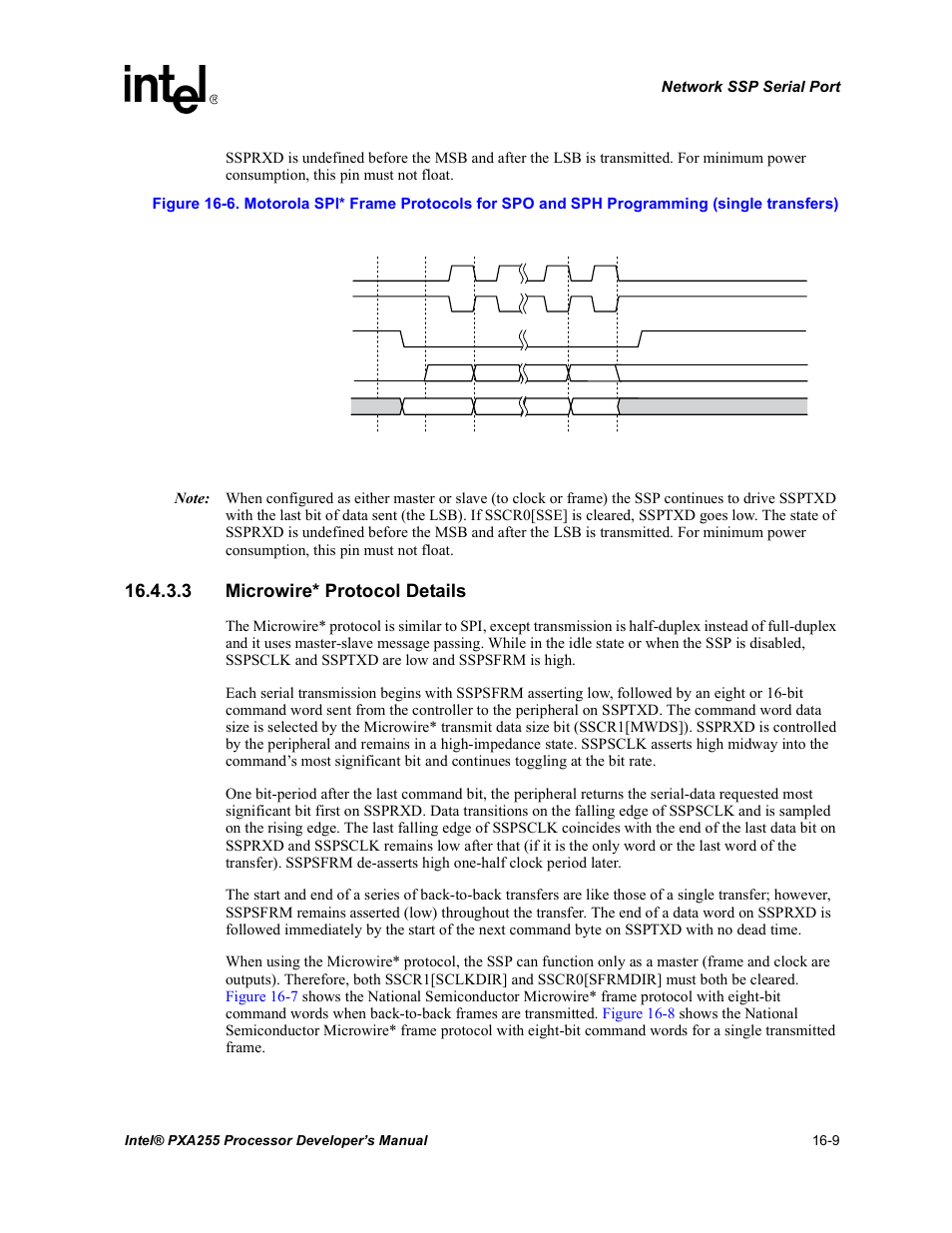 3 microwire* protocol details | Intel PXA255 User Manual | Page 551 / 600