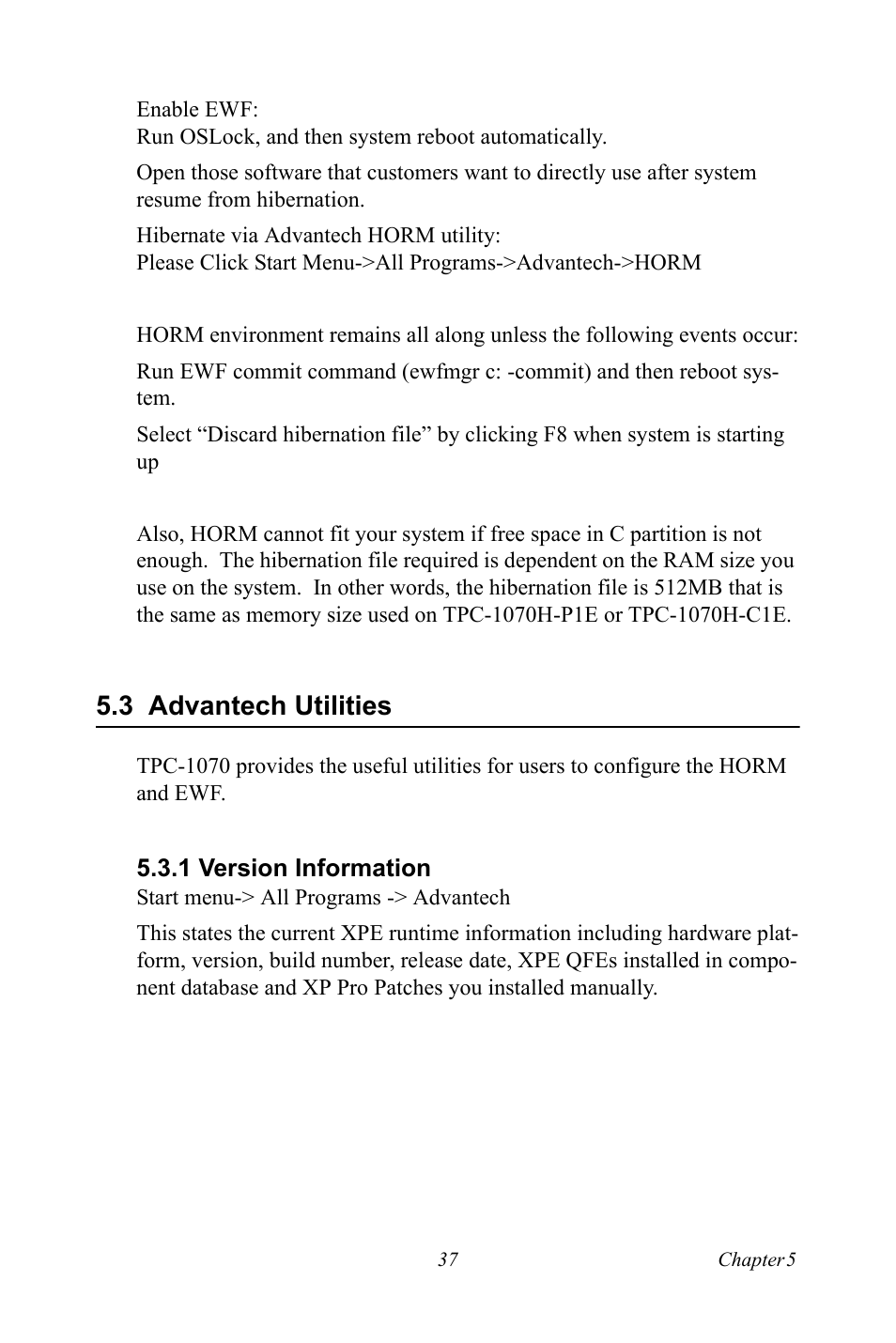 3 advantech utilities, 1 version information, Advantech utilities | Version information | Intel TPC-1070 User Manual | Page 49 / 92