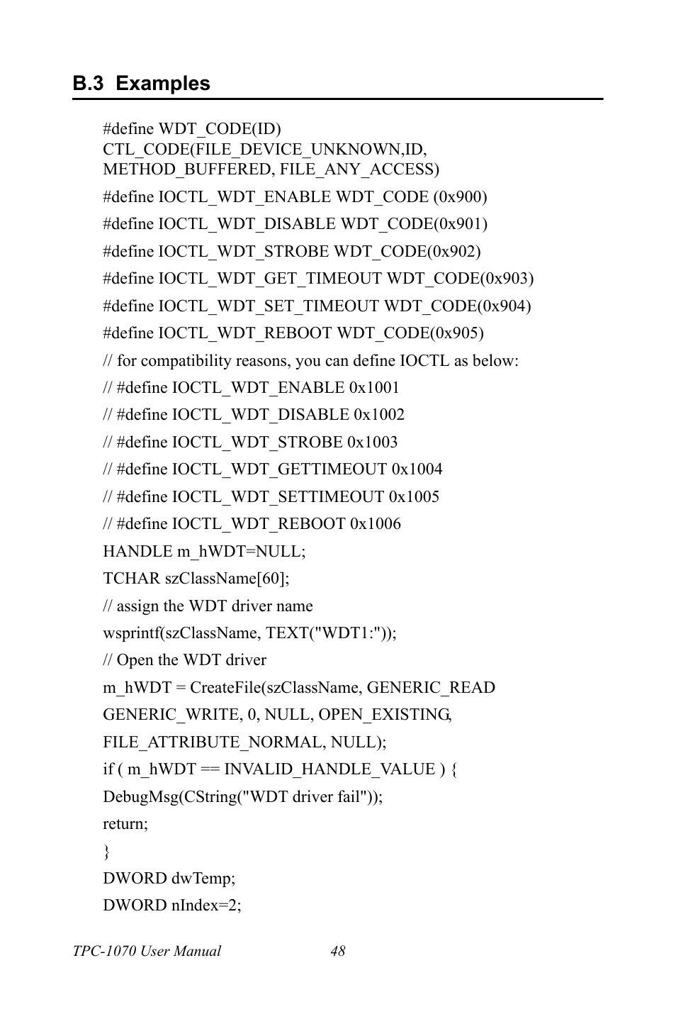 B.3 examples, Examples | Intel TPC-1070 User Manual | Page 60 / 92
