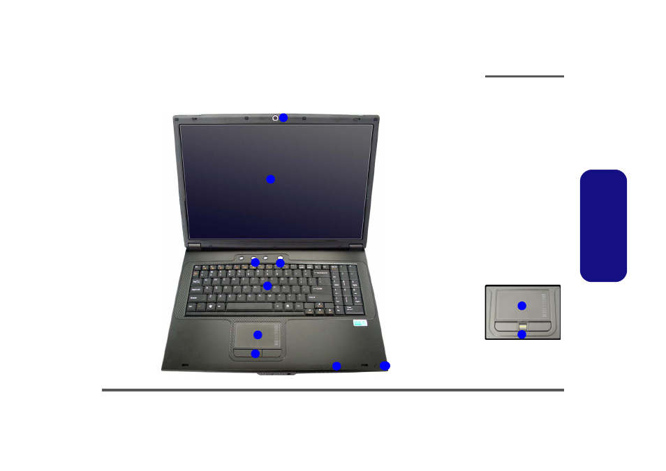 External locator - top view with lcd panel open, External locator - top view with lcd panel open -5 | Intel M570TU User Manual | Page 19 / 100