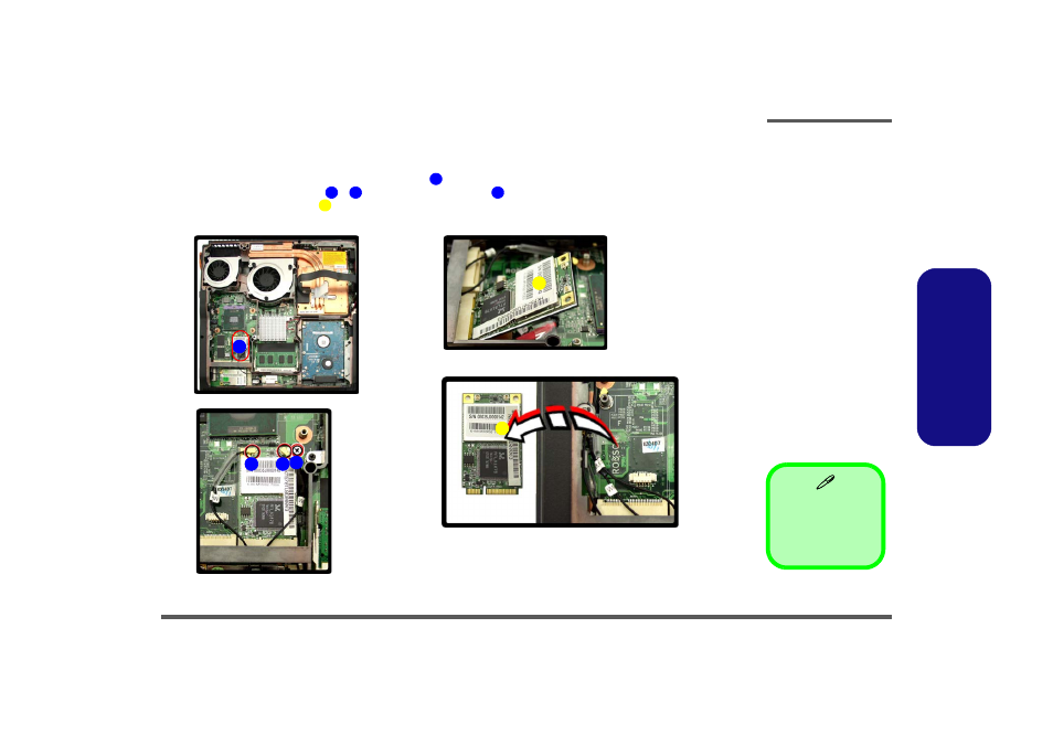 Removing the wireless lan module, Removing the wireless lan module -15 | Intel M570TU User Manual | Page 41 / 100