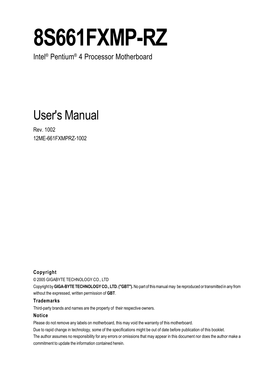 GIGABYTE 8S661FXMP-RZ User Manual | 40 pages