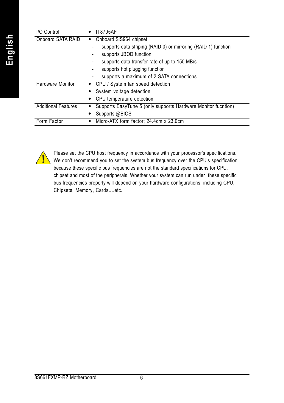 English | GIGABYTE 8S661FXMP-RZ User Manual | Page 6 / 40