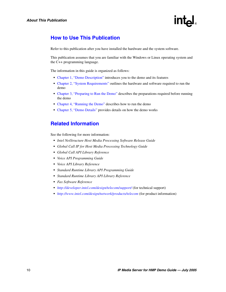 How to use this publication, Related information | Intel IP Media Server User Manual | Page 10 / 56