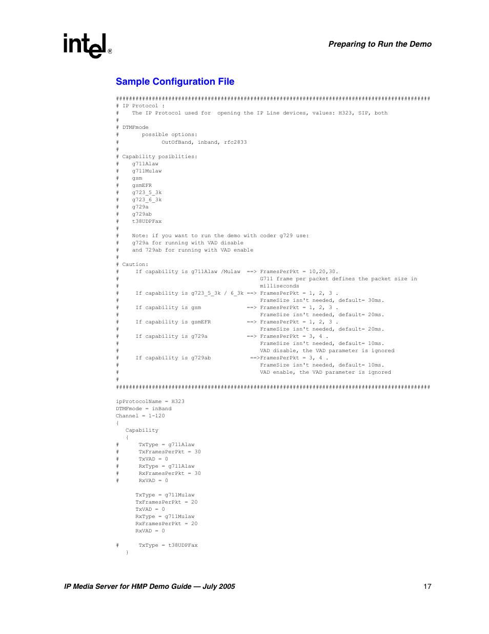 Sample configuration file | Intel IP Media Server User Manual | Page 17 / 56