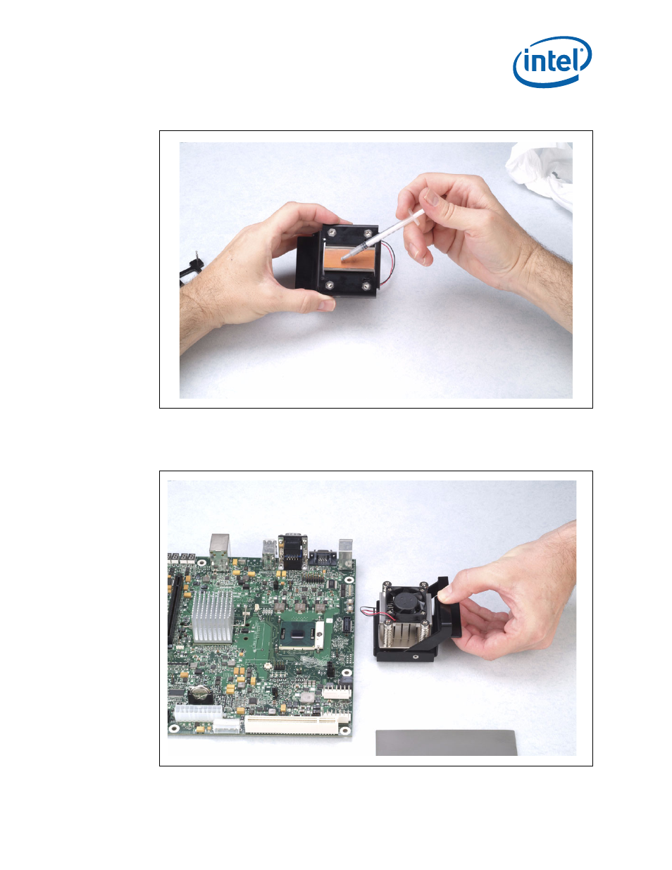 Applying the thermal grease, Squeezing activation arm | Intel 317443-001US User Manual | Page 55 / 57