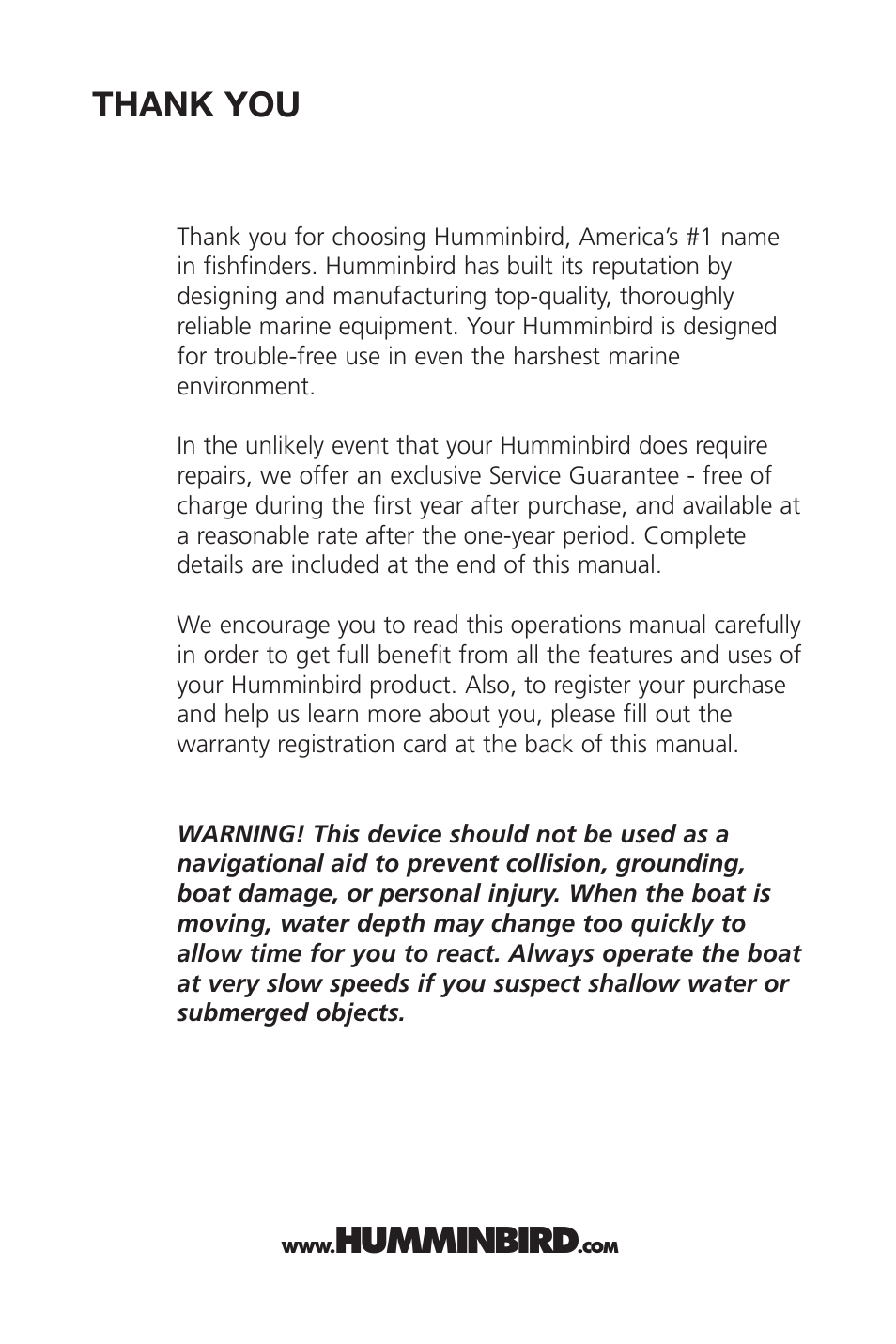 Humminbird | Intel 150SX User Manual | Page 2 / 36
