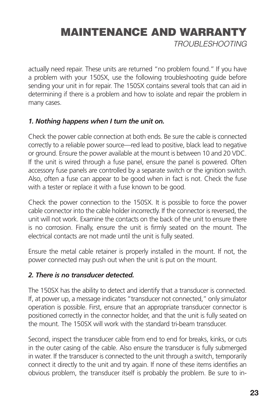 Maintenance and warranty | Intel 150SX User Manual | Page 25 / 36