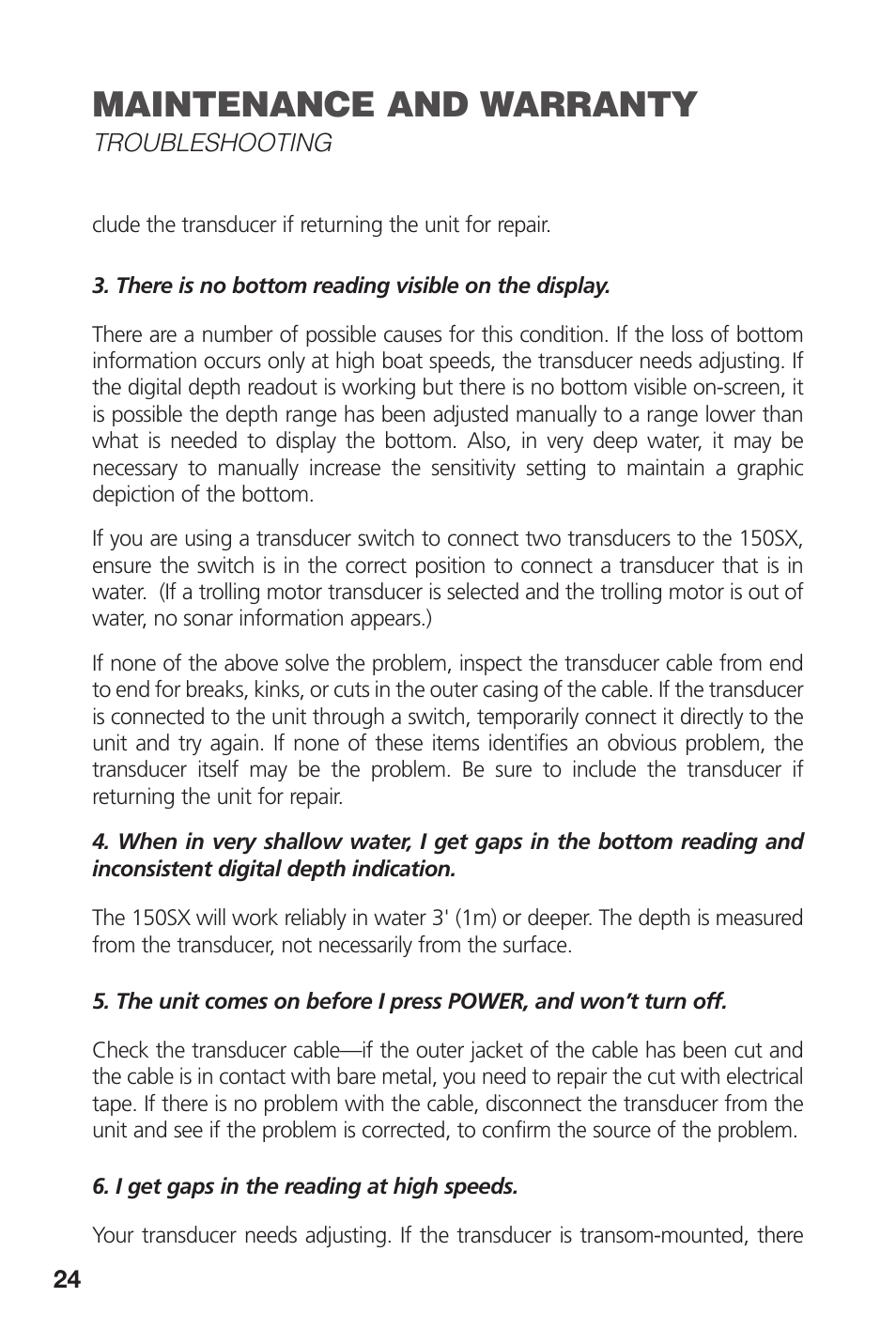 Maintenance and warranty | Intel 150SX User Manual | Page 26 / 36
