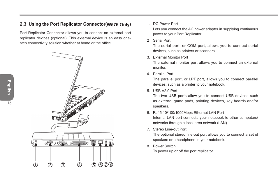 3 using the port replicator connector(w576 only) | Intel W476 User Manual | Page 23 / 36