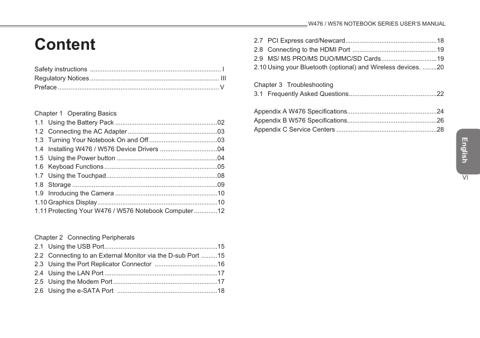 Content | Intel W476 User Manual | Page 7 / 36