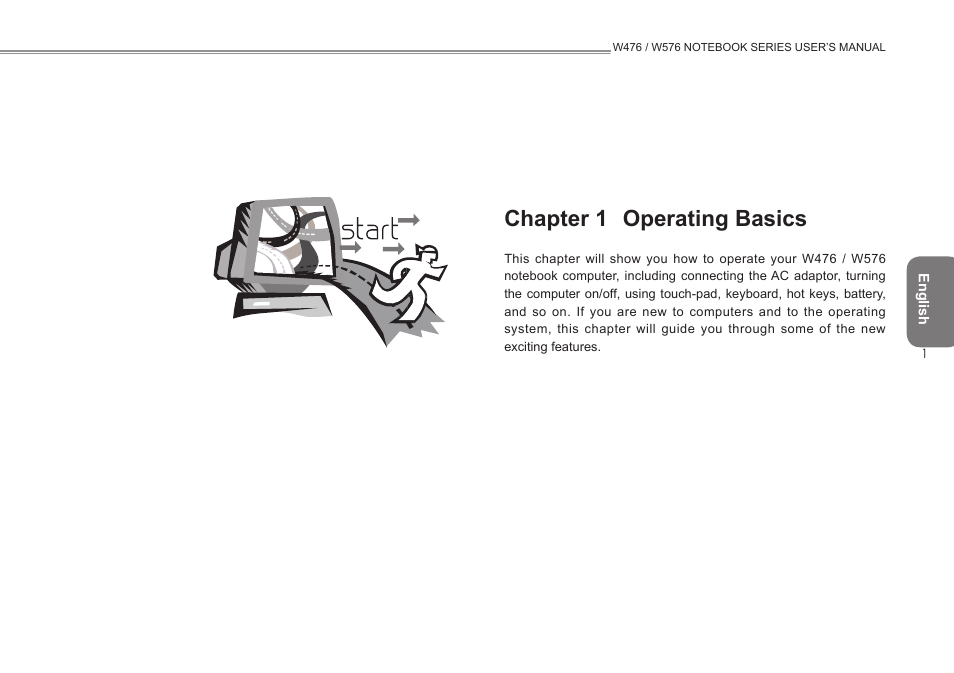 Chapter 1 operating basics | Intel W476 User Manual | Page 8 / 36