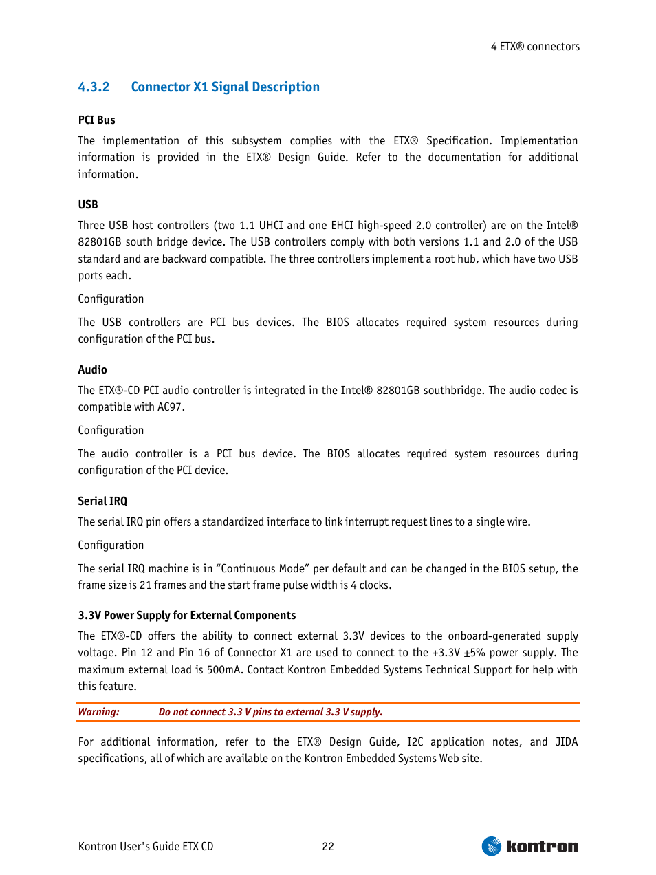 Connector x1 signal description | Intel ETX CD User Manual | Page 22 / 91