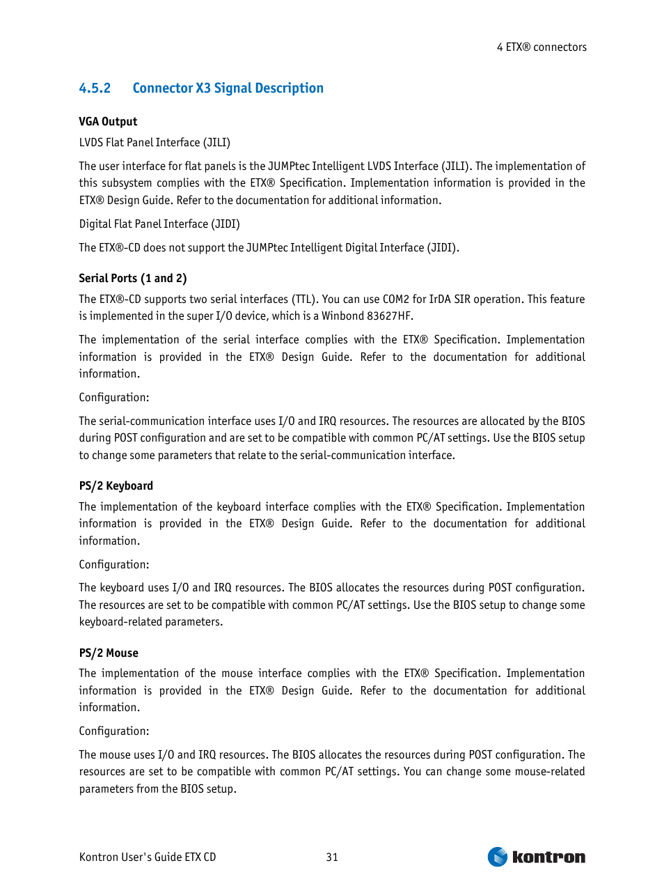 Connector x3 signal description | Intel ETX CD User Manual | Page 31 / 91